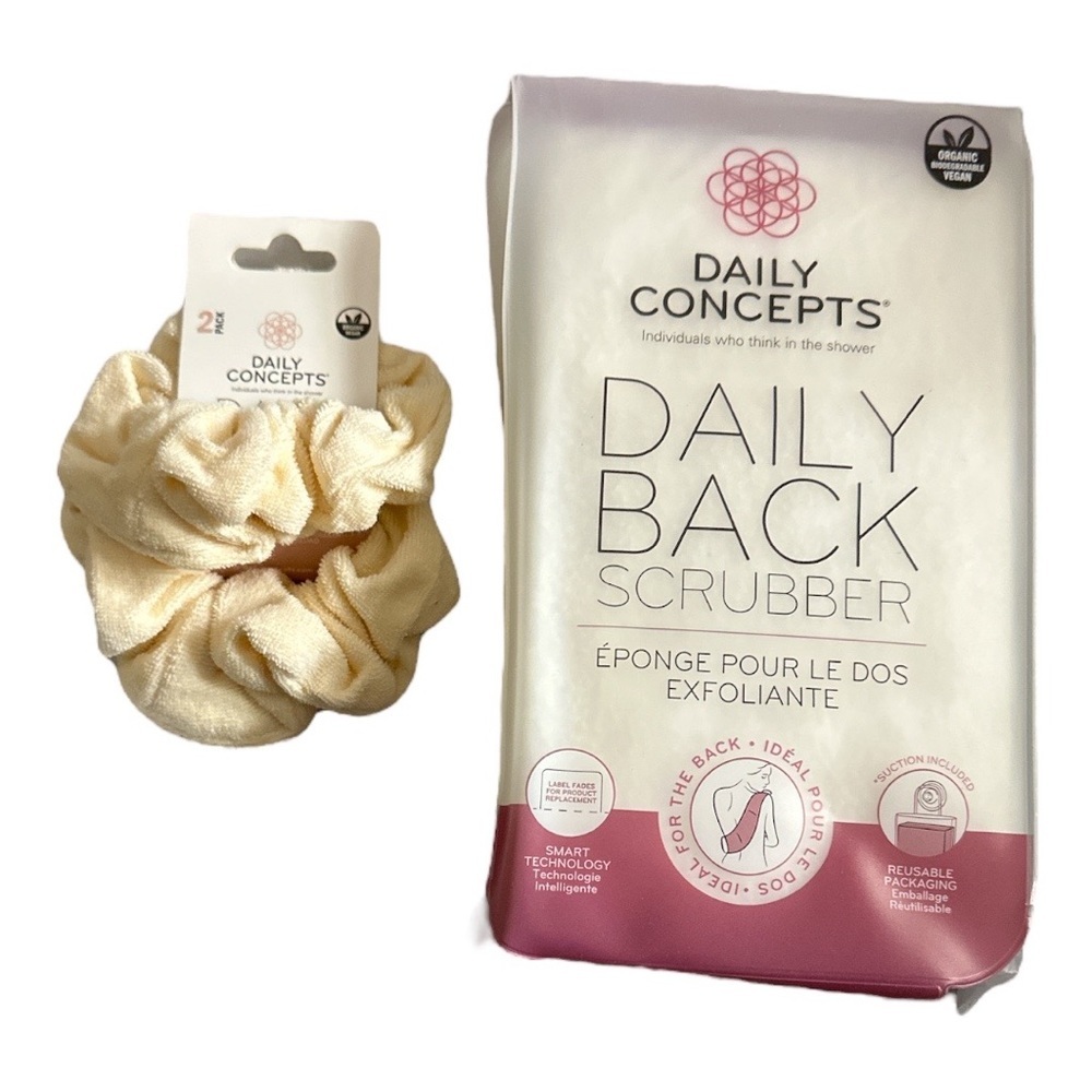 DAILY Concepts Back Scrubber & Scrunchies, cruelty free